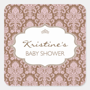 Personalisierte Babyduschklemme Quadratischer Aufkleber