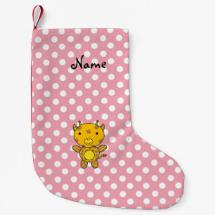 Personalisierte Babygiraffe Pink Polka Punkte Kleiner Weihnachtsstrumpf