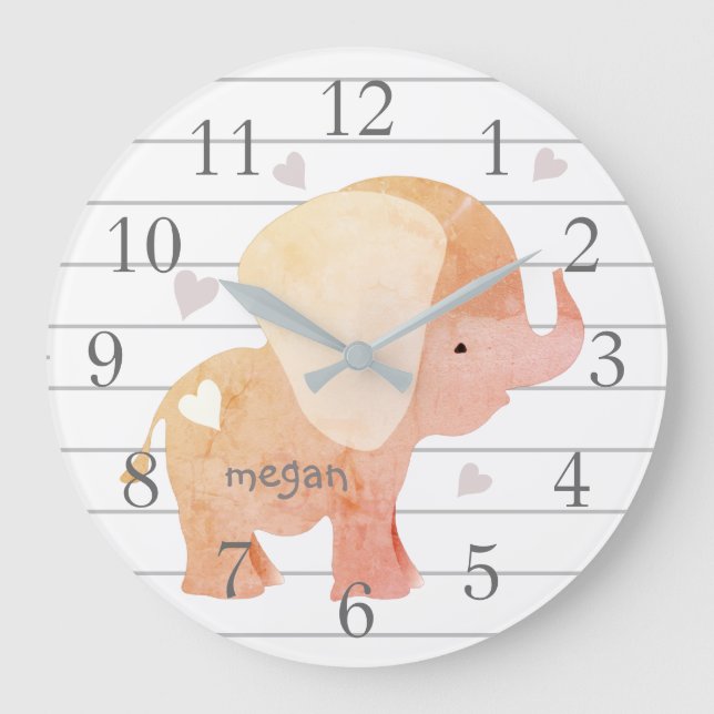 Personalisierte Babylephon-Uhr Große Wanduhr (Vorderseite)