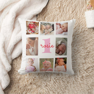 Personalisierte Babynamen-Foto-Collage als Geschen Kissen