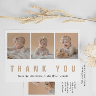 Personalisierte Babyparty-Dankeskkarte mit Foto Feiertagskarte