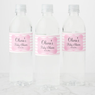 Personalisierte Babyparty-Feier elegante rosa Stre Wasserflaschenetikett