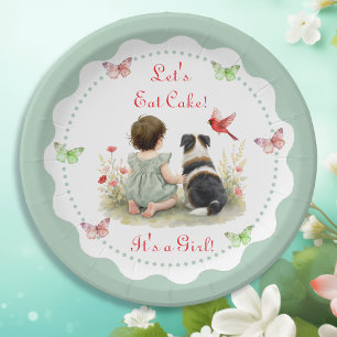 Personalisierte Babyparty für Baby Mädchen und ihr Pappteller