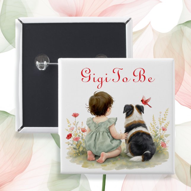 Personalisierte Babyparty | Gigi wird kommen Button (Von Creator hochgeladen)