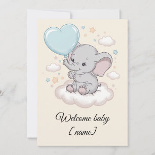 Personalisierte Babyparty-Grußkarte Süßer Elefant Karte