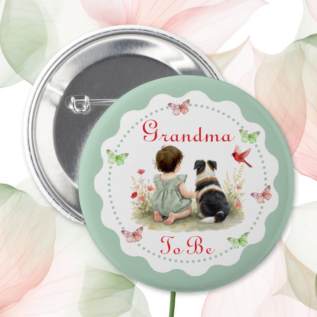 Personalisierte Babyparty | Oma wird Großmutter Button (Von Creator hochgeladen)