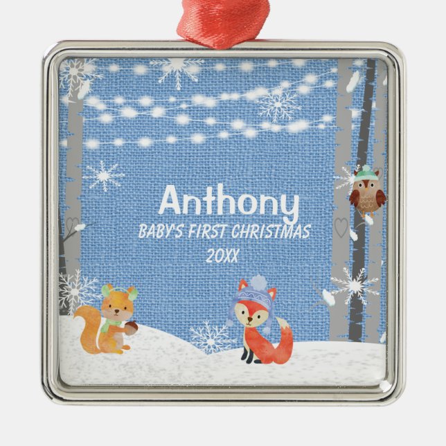 Personalisierte Babys erste Ornament Aus Metall (Vorne)