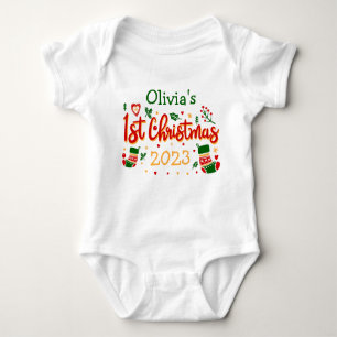 Personalisierte Babys Erste Weihnacht, Babie 1. Xm Baby Strampler
