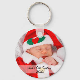 Personalisierte Babys Erstes Weihnachtsjahr Foto J Schlüsselanhänger