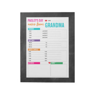 Personalisierte Babytage-Sitter-Notizen Notizblock