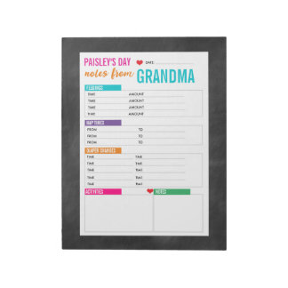 Personalisierte Babytage-Sitter-Notizen Notizblock