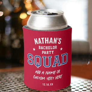 Personalisierte Bachelor Party Squad Crimson Red N Dosenkühler