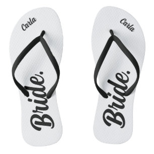 Personalisierte Bachelorette Bride schwarz-weiß Flip Flops