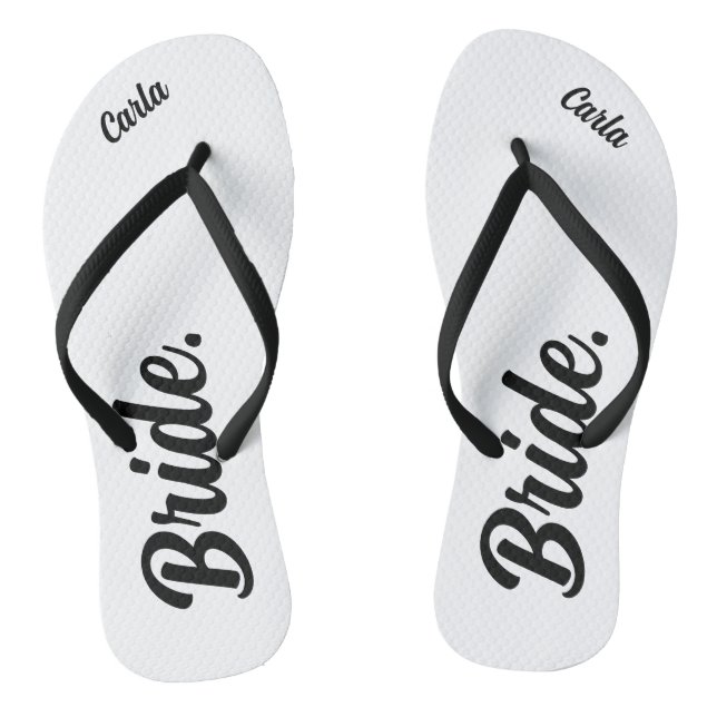 Personalisierte Bachelorette Bride schwarz-weiß Flip Flops (Fußbett)