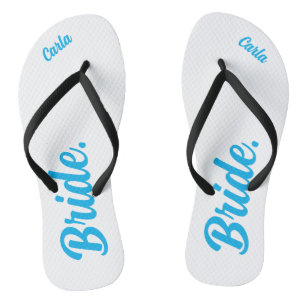 Personalisierte Bachelorette-Brille Blau und Weiß Flip Flops