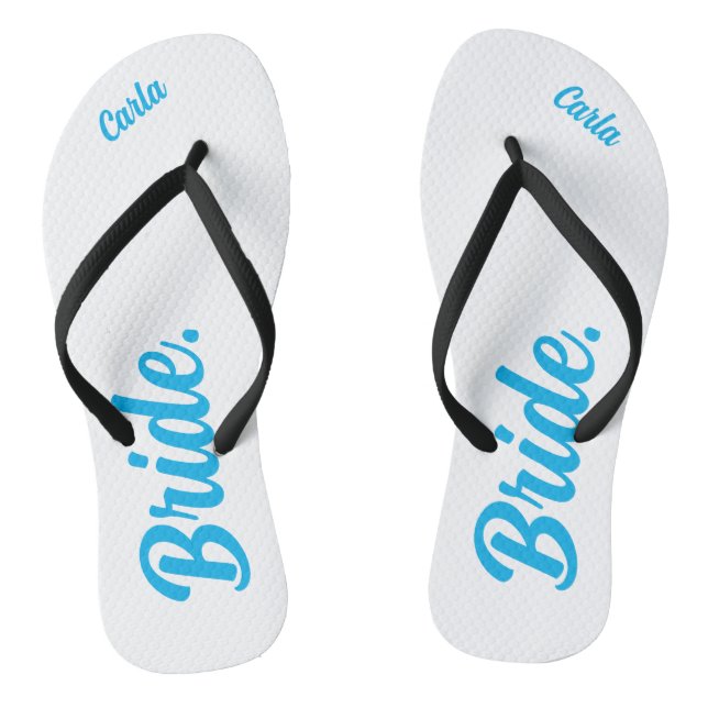 Personalisierte Bachelorette-Brille Blau und Weiß Flip Flops (Fußbett)