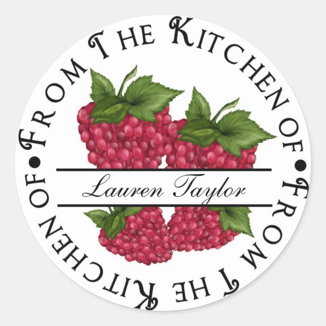 Personalisierte Backstopfen - Himbeeren Runder Aufkleber (Vorderseite)