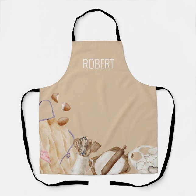 Personalisierte Backwerkzeuge, Khaki, Weiß, Blau Schürze (Vorderseite)