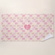 Personalisierte Badetücher Baby Girl Elefanten Pin