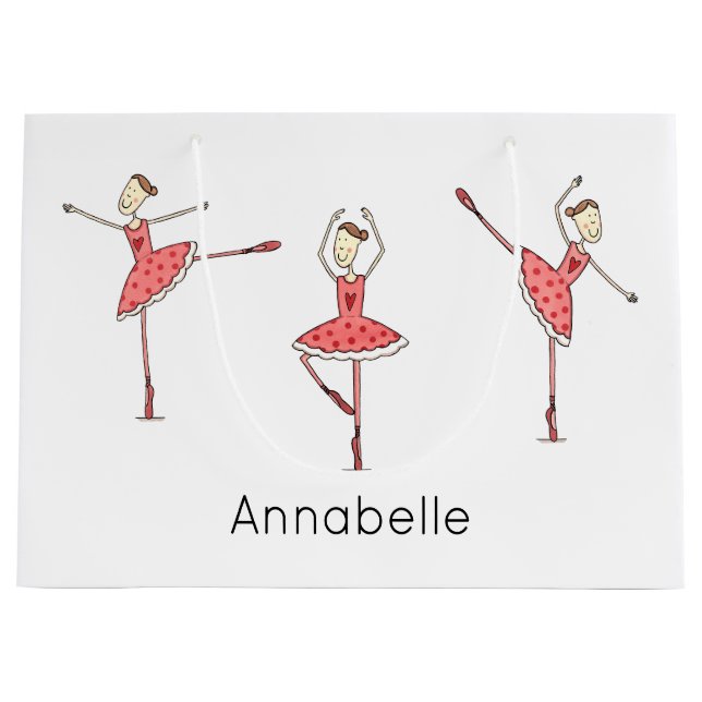 Personalisierte Ballerina Balletttänzerin Große Geschenktüte (Vorderseite)
