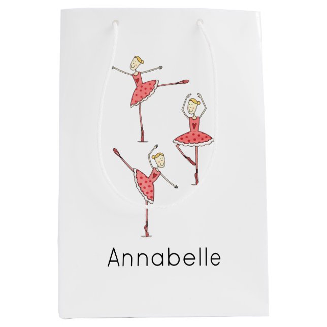 Personalisierte Ballerina Balletttänzerin Mittlere Geschenktüte (Vorderseite)