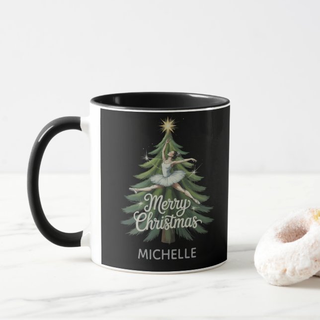 Personalisierte Ballerina Balletttänzerin Weihnach Tasse (Mit Donut)