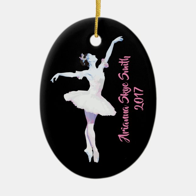 Personalisierte Ballerina-Verzierung, Geschenk für Keramikornament (Vorne)