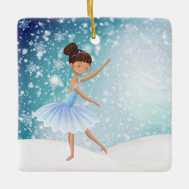 Personalisierte Ballerina Winterschnee Keramikornament (Vorderseite)