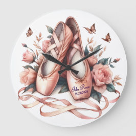 Personalisierte Ballet Slippers & Rose Wall Clock Große Wanduhr
