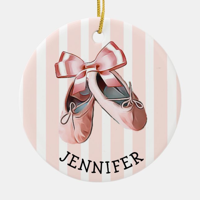 Personalisierte Ballet Slippers Weihnachtsdekorati Keramik Ornament (Vorne)