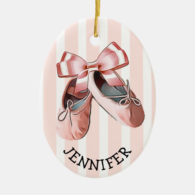 Personalisierte Ballet Slippers Weihnachtsdekorati Keramik Ornament (Vorne)