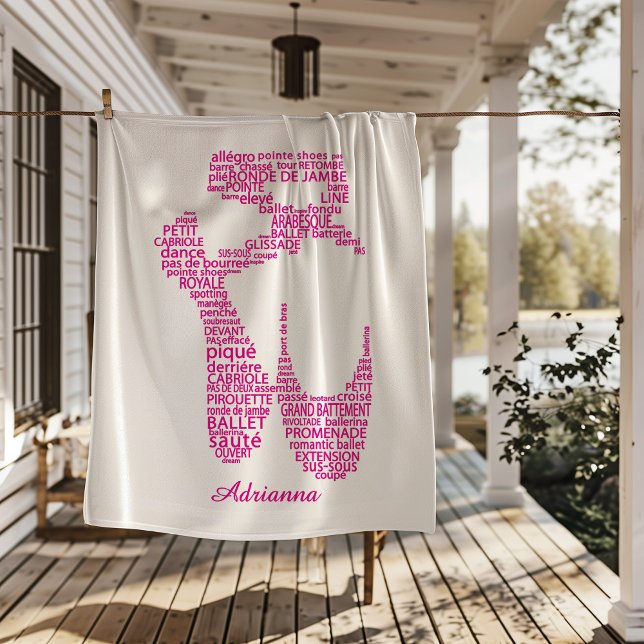 Personalisierte Ballettschuh-Typografie  Fleecedecke (Von Creator hochgeladen)