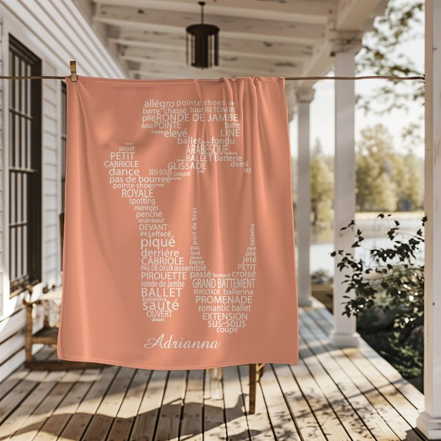 Personalisierte Ballettschuh-Typografie  Fleecedecke (Von Creator hochgeladen)