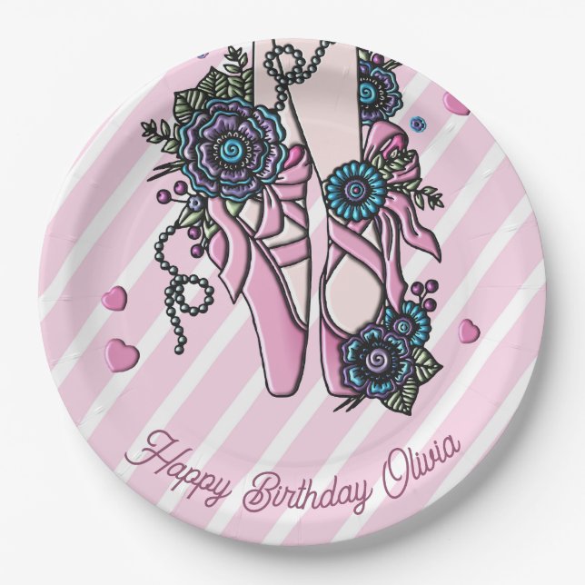 Personalisierte Ballettschuhe Pappteller (Vorderseite)