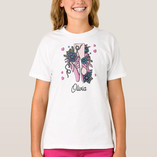 Personalisierte Ballettschuhe T-Shirt (Vorderseite)
