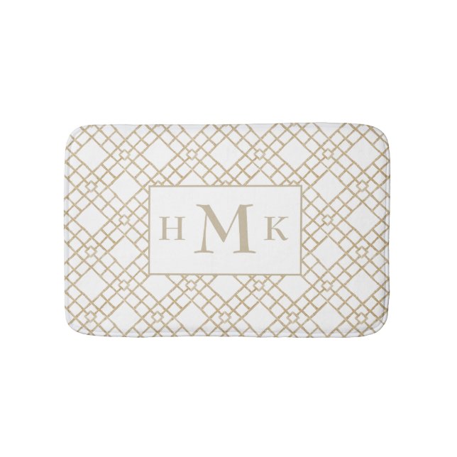 Personalisierte Bamboo-Gitter-Monogramm-Badmatte Badematte (Vorderseite)