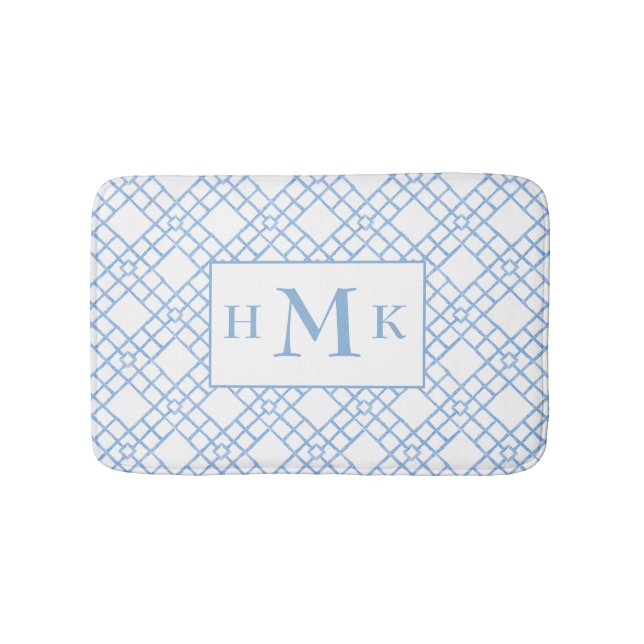Personalisierte Bambus-Gitter-Monogramm  Badematte (Vorderseite)