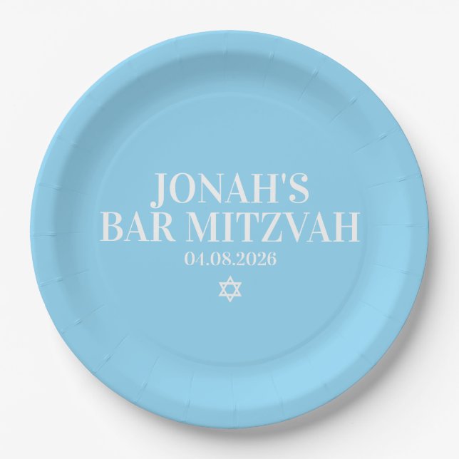 Personalisierte Bar Mitzvah Papierplatte Pappteller (Vorderseite)
