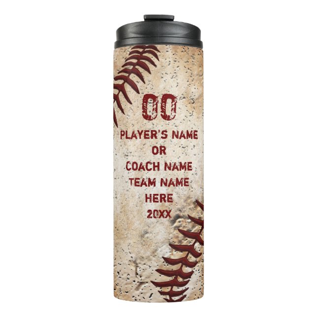 Personalisierte Baseball Coach Geschenke Ideen, Ba Thermosbecher (Vorderseite)