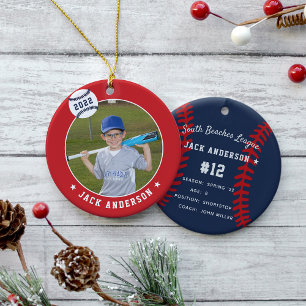 Personalisierte Baseball-Foto- und Player-Status Keramik Ornament