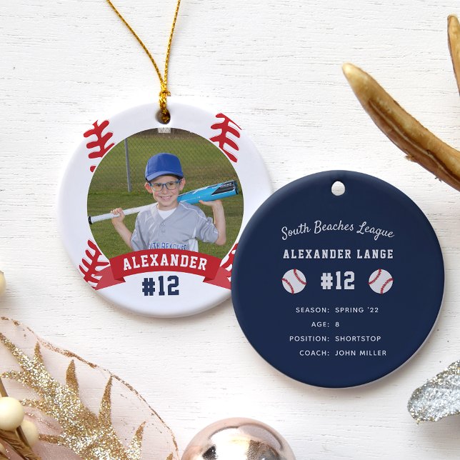 Personalisierte Baseball-Foto- und Player-Status Keramik Ornament (Von Creator hochgeladen)