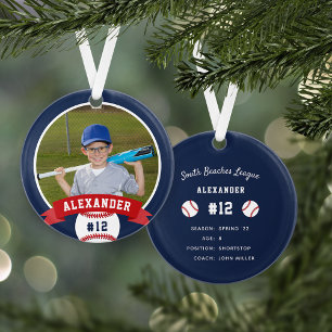 Personalisierte Baseball-Foto- und Player-Status Ornament