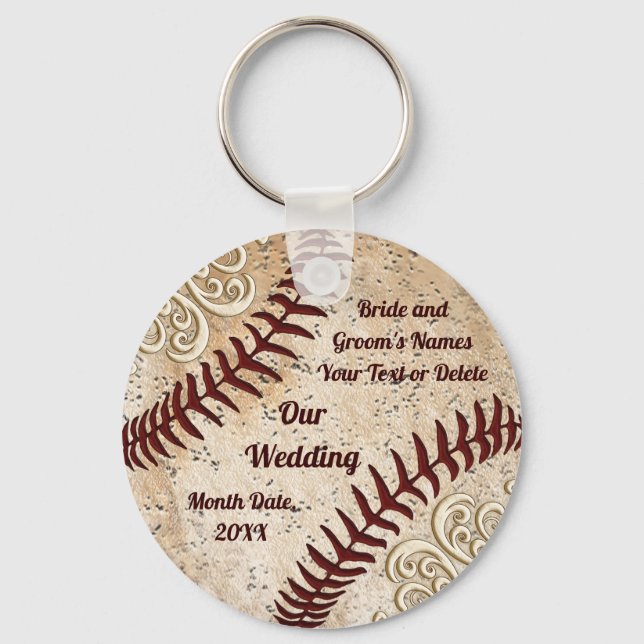 Personalisierte Baseball-Gastgeschenke Hochzeiten, Schlüsselanhänger (Vorderseite)