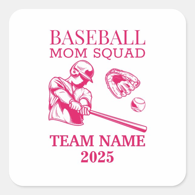 Personalisierte Baseball-Mutter  Quadratischer Aufkleber (Vorderseite)
