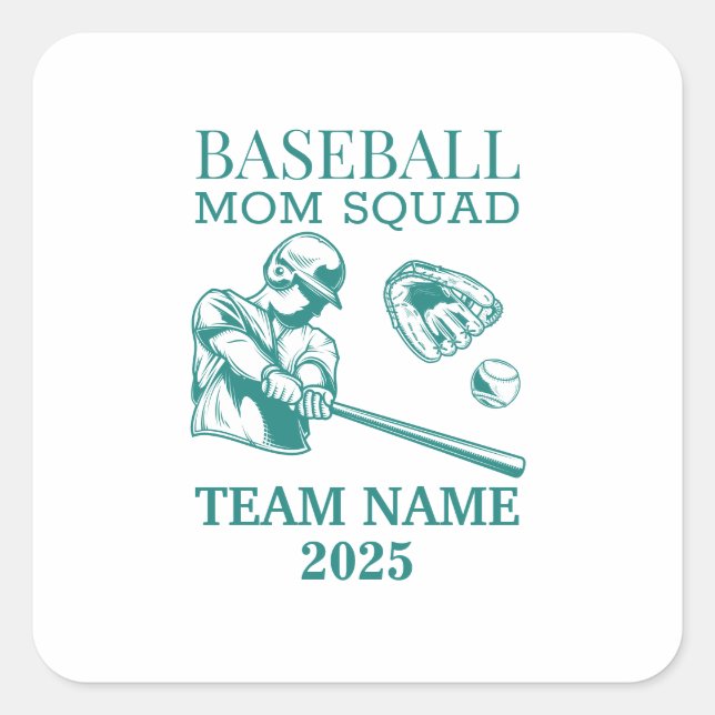 Personalisierte Baseball-Mutter  Quadratischer Aufkleber (Vorderseite)