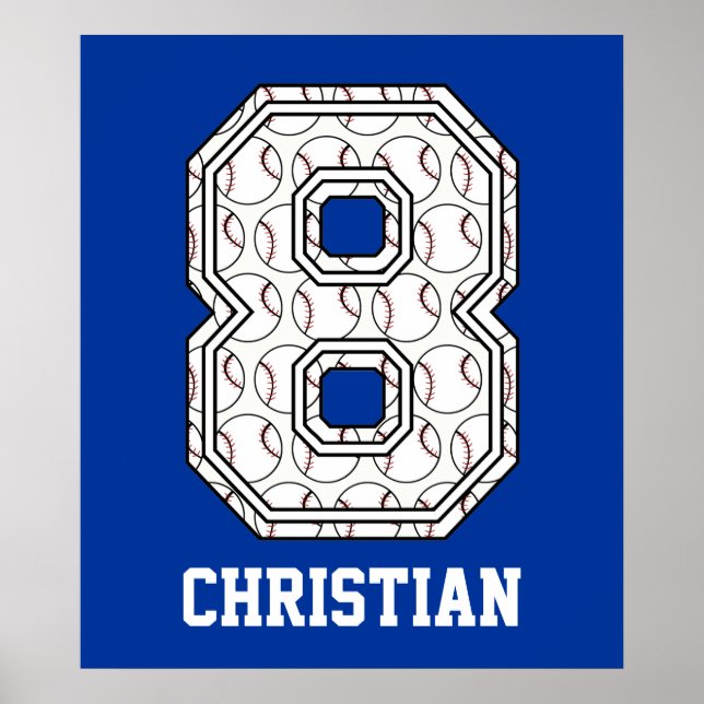 Personalisierte Baseball-Nummer 8 Poster (Vorne)