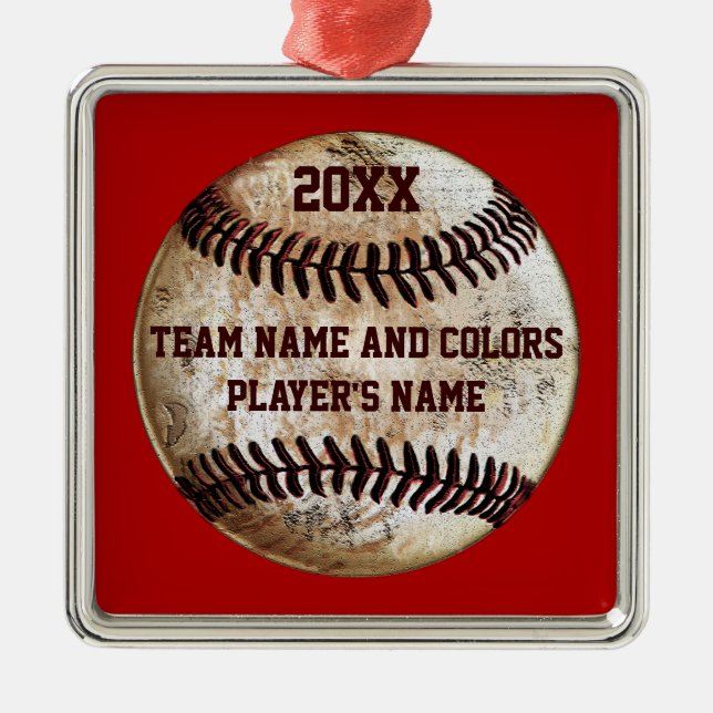 Personalisierte Baseball-Ornamente, Ihre Farben, T Ornament Aus Metall (Vorne)
