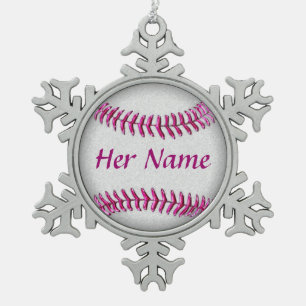 Personalisierte Baseball-Ornamente mit ihrem Namen Schneeflocken Zinn-Ornament