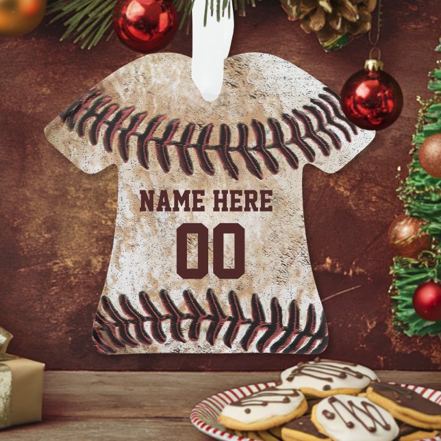 Personalisierte Baseball-Ornamente Ornament (Personalized baseball ornaments. Custom baseball Christmas gifts or cool, baseball team gifts ideas.)
