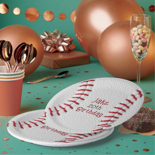 Personalisierte Baseball-Papierteller mit Namen un Pappteller (Multi)